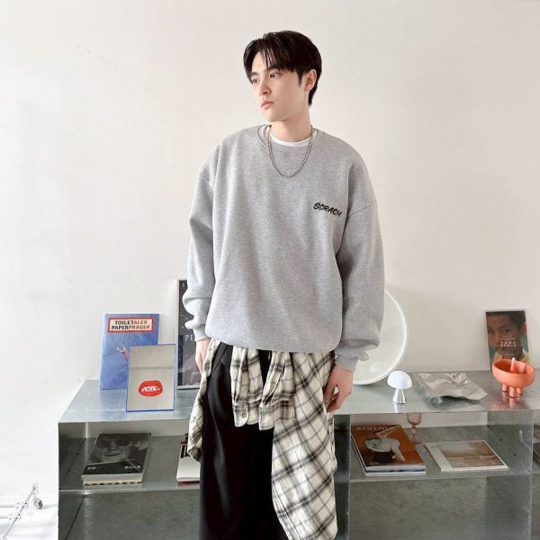 SCRACH插畫感貓咪刷毛大學Tee 