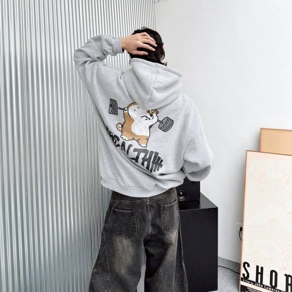 HEALTH舉重柴犬印花刷毛帽Tee 