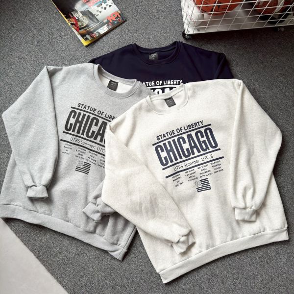CHICAGO英字刷毛大學Tee 