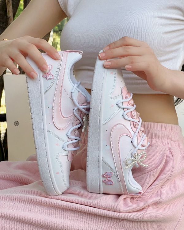 【訂製款】Nike Court Borough Low2 珍珠蝴蝶結 - 女款 