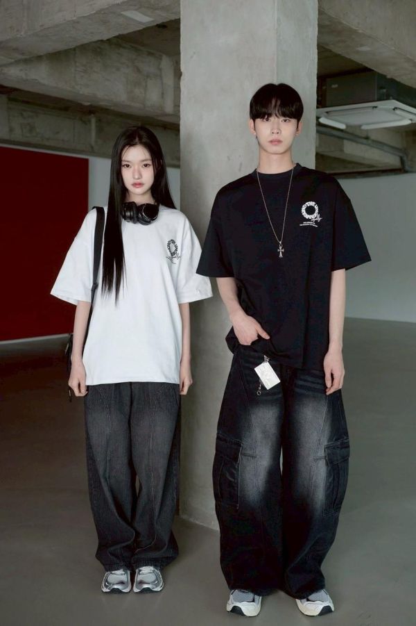 環繞字體發泡短Tee 