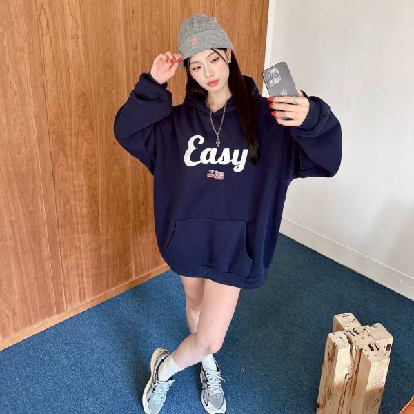 Easy美國旗刺繡刷毛帽Tee 