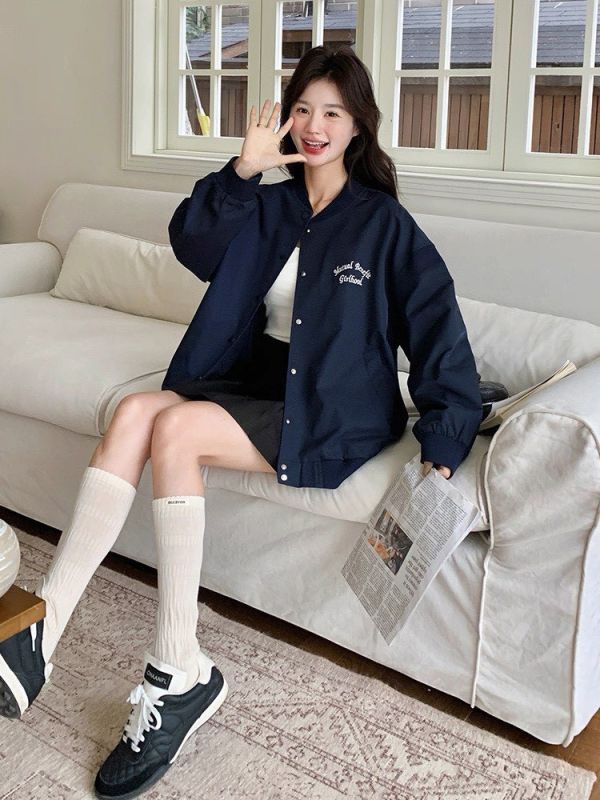 【預購】韓系蝴蝶結棒球夾克外套 