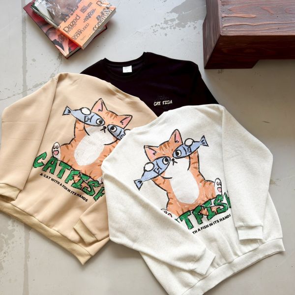 catfish塗鴉感刷毛大學Tee 