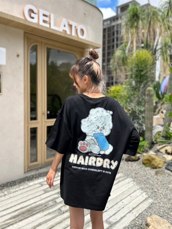 吹風機狗狗插畫印花Tee 