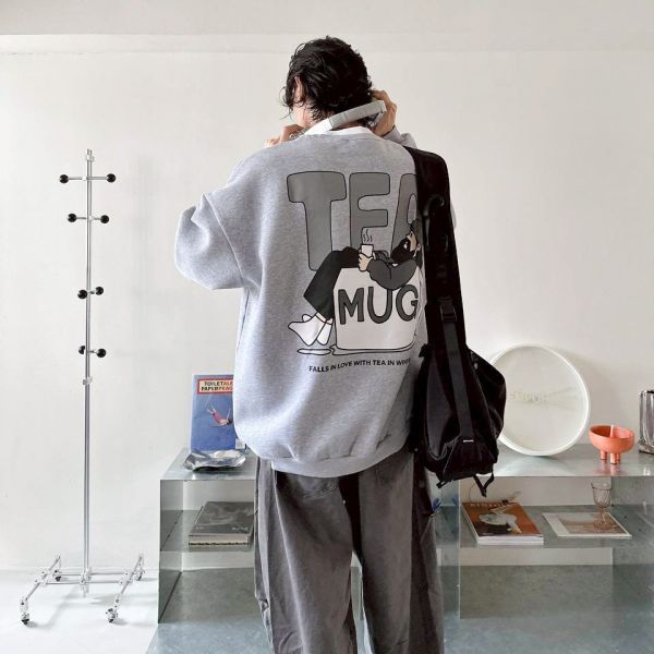 TEA  MUG咖啡杯大叔刷毛大學Tee 