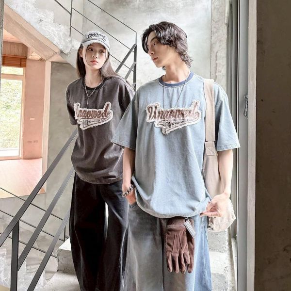 【現貨】草寫抽鬚貼布繡美式短Tee 