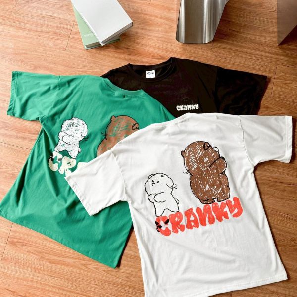 【現貨】 cranky狗狗與熊熊插畫短Tee 