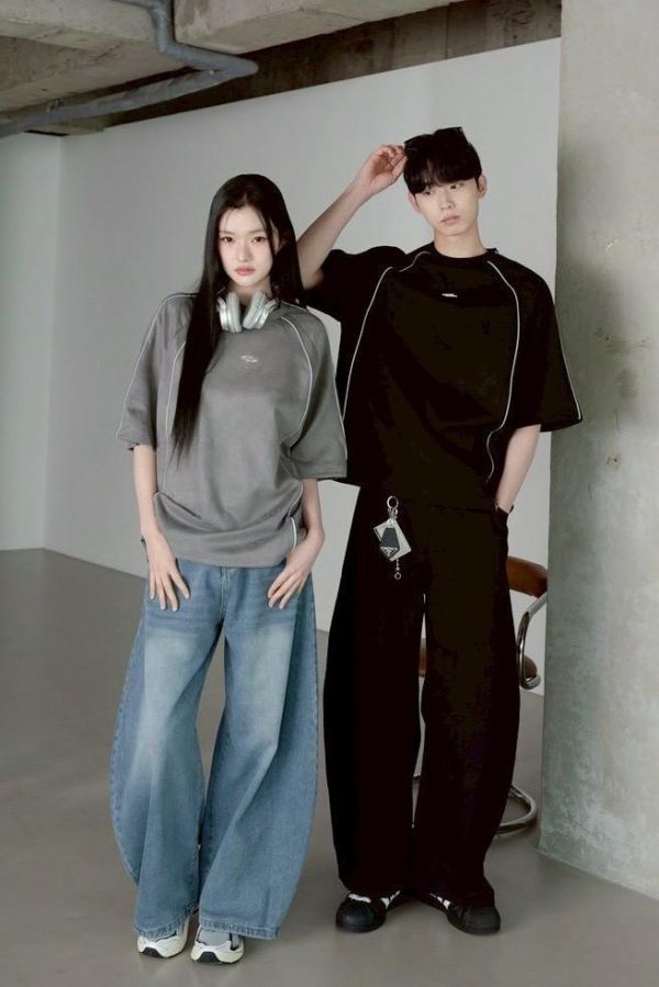 【現貨】銀膠圖標織帶麂皮短Tee 