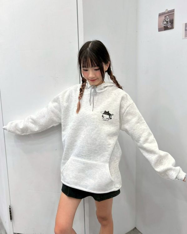 【現貨】紙箱貓咪刷毛帽Tee 