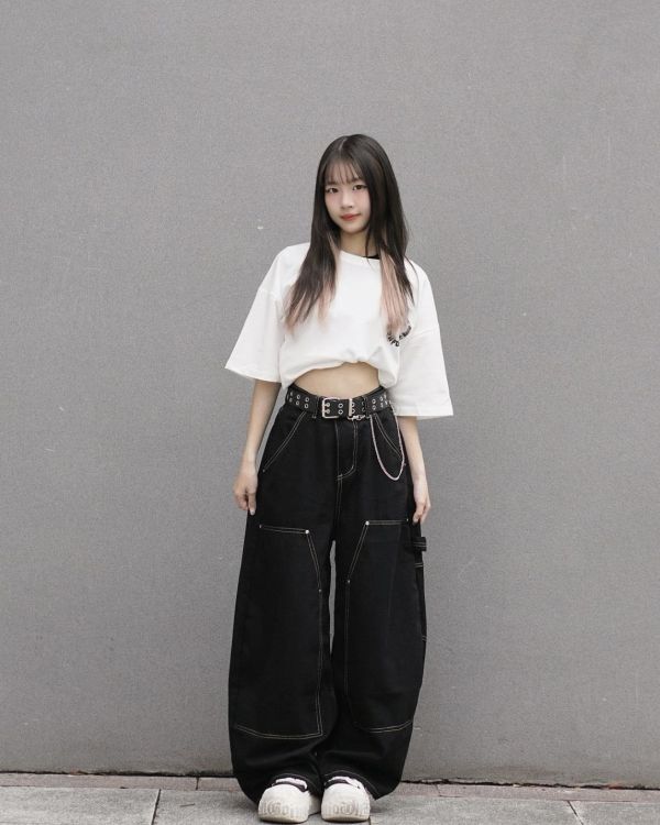 現貨+預購【逆天修腿神器】立體車線拼接工裝寬褲 