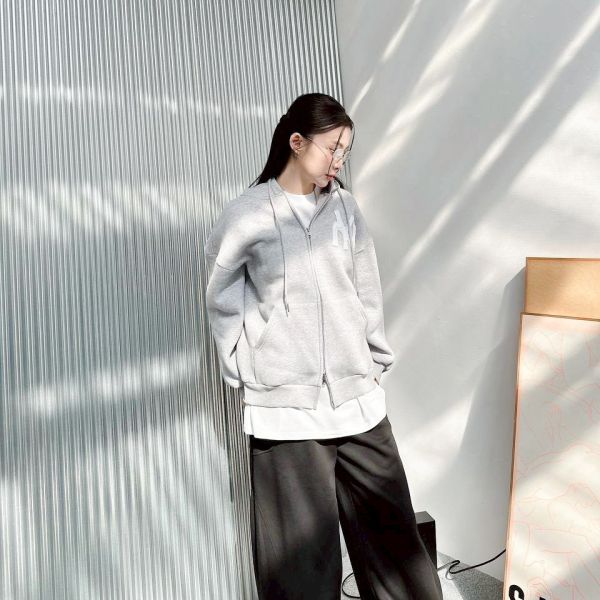 NY貼布雙拉鍊連帽外套 