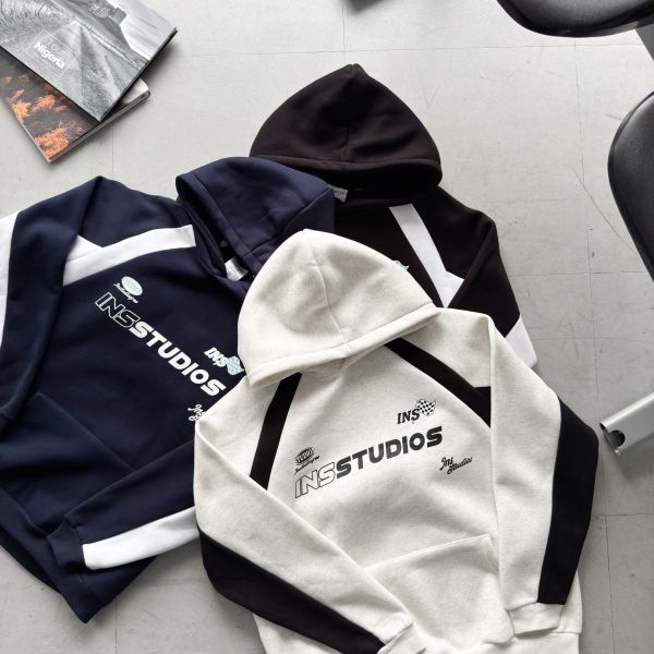 【現貨】INSSTUDIOS肩袖拼接刷毛帽Tee 