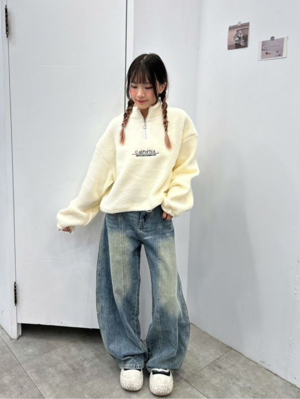 【現貨】QQ羊羔毛半拉鍊短版上衣 