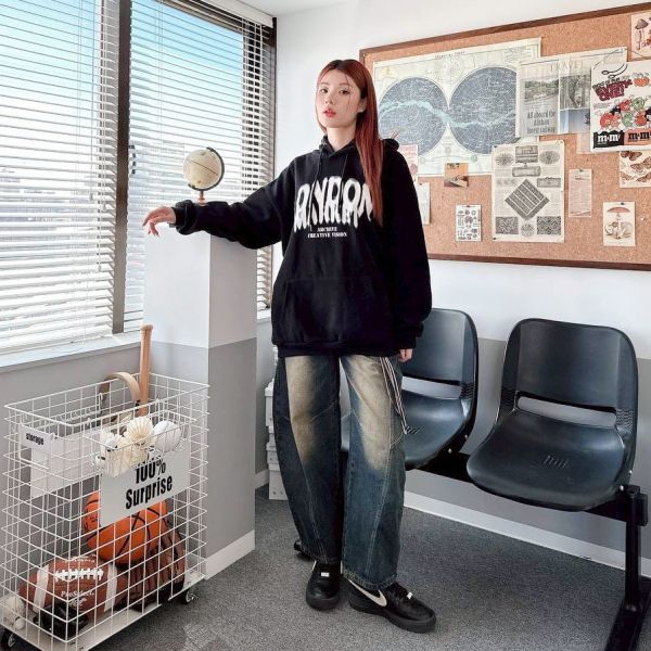 LONDON水墨印花刷毛帽Tee 