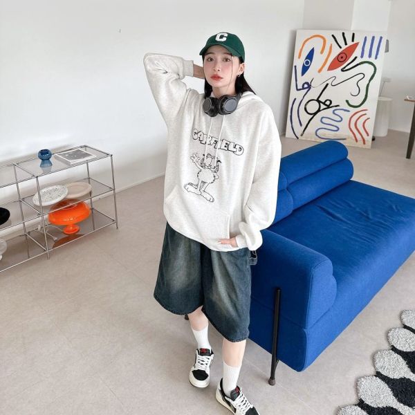 貼布加菲貓刷毛帽Tee 