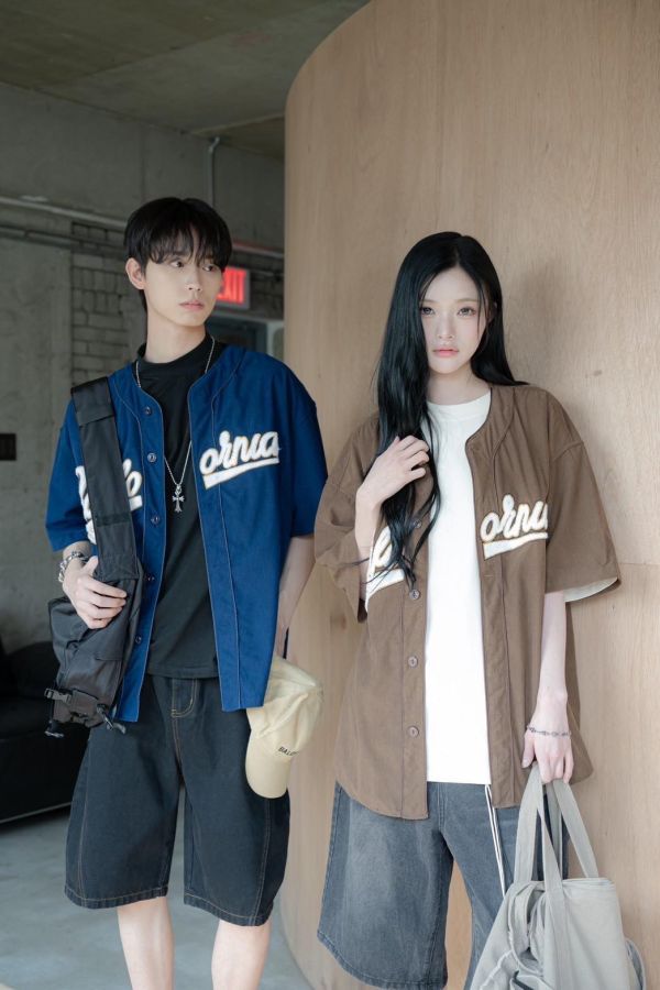 【現貨】California毛巾繡開襟球衣罩衫 