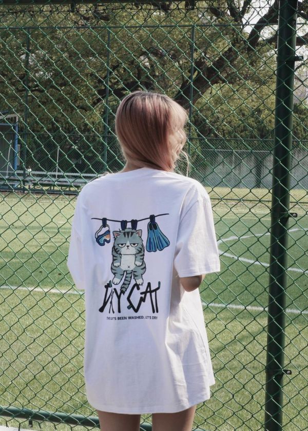 現貨【反差萌爆擊】厭世貓插畫短Tee 