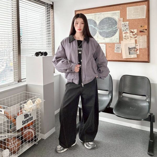 斜紋布廓形鋪棉外套 