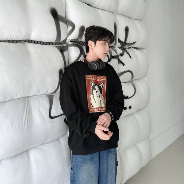 I DO中指貓印花大學Tee 