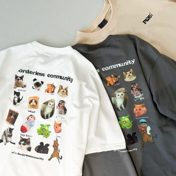 【現貨】超Q滿版貓咪貼圖短Tee 