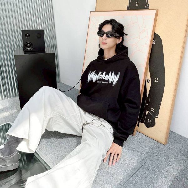 DYNAMIC&CREATION動態模糊印花刷毛帽Tee 