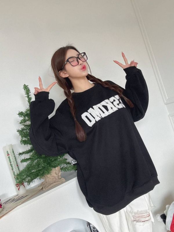 燈芯絨撞色字母刷絨大學Tee 