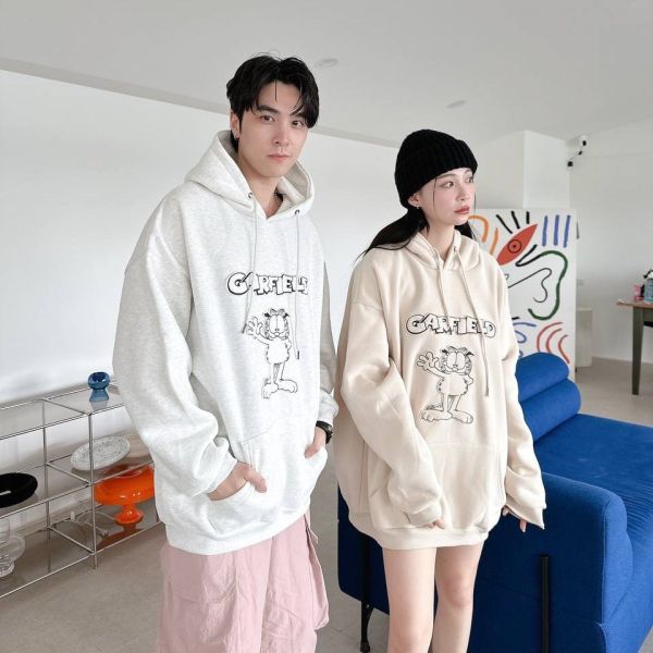 貼布加菲貓刷毛帽Tee 