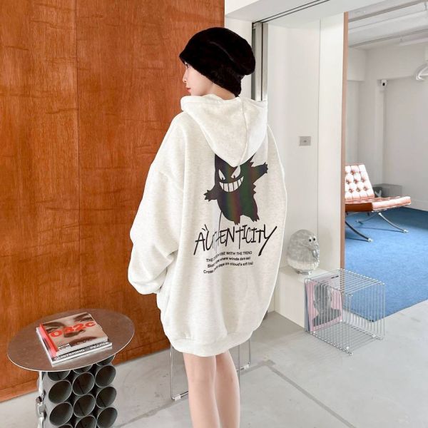 炫彩反光耿鬼印花刷毛帽Tee 