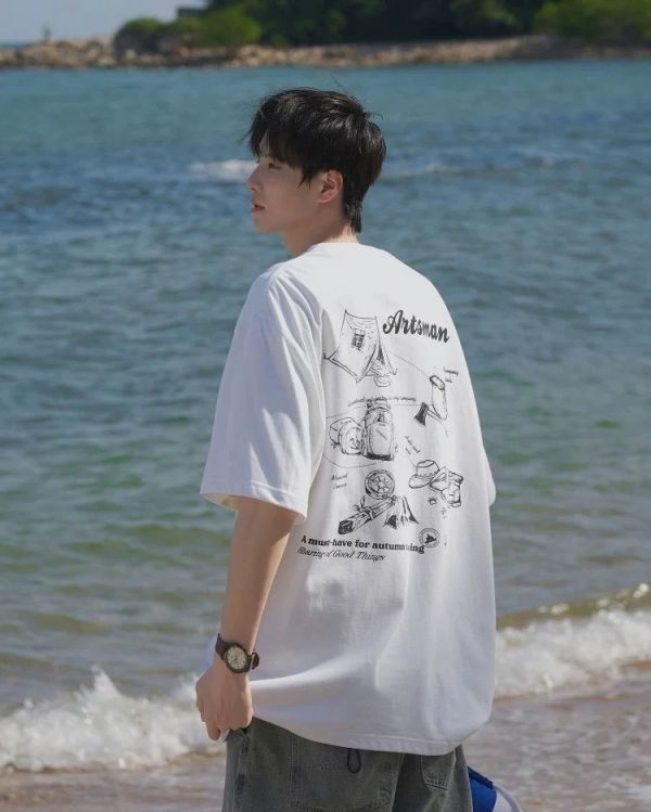 素描畫露營短Tee 