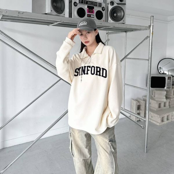 STNFORD毛巾繡小高領衛衣 