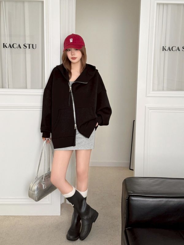 【自訂款新品】斜拉鍊寬版厚磅太空棉外套 