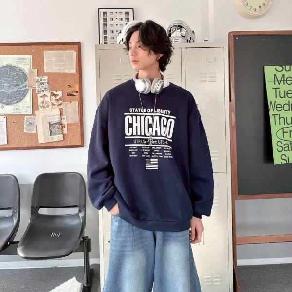CHICAGO英字刷毛大學Tee 