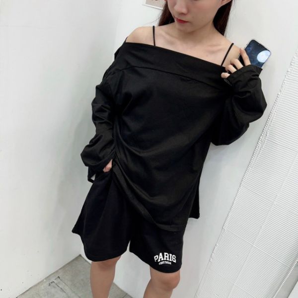 【現貨】慵懶感-一字領長版棉Tee 