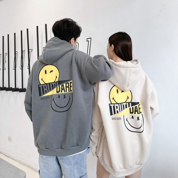 反差笑臉插圖刷毛帽Tee 