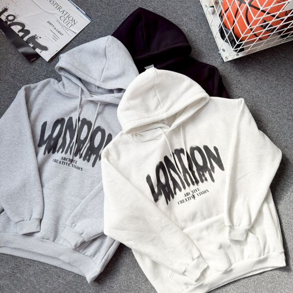 LONDON水墨印花刷毛帽Tee 