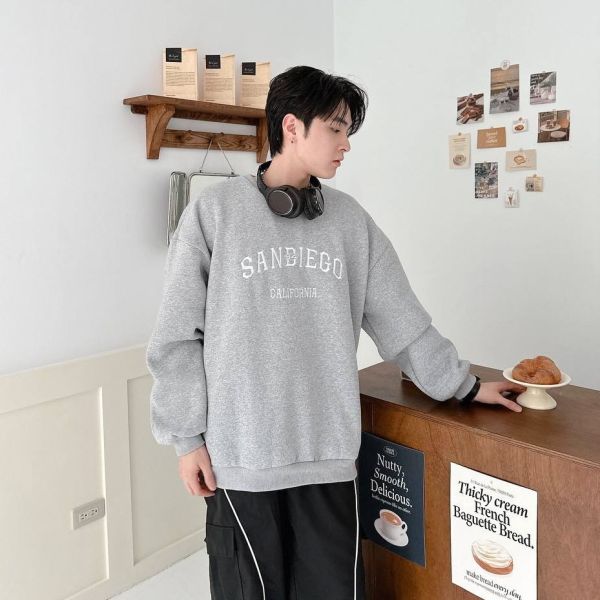 刺繡SANDIEGO刷毛大學Tee 