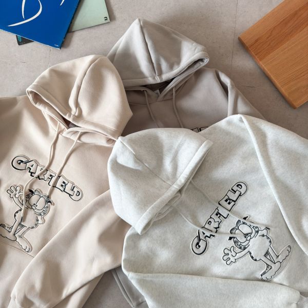 貼布加菲貓刷毛帽Tee 