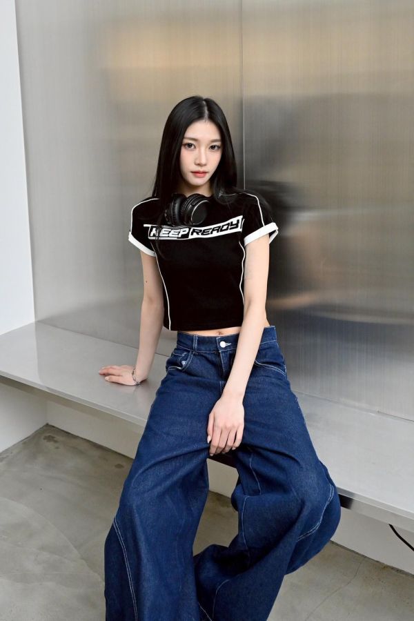 【現貨+預購】keep ready撞色織帶短版Tee 