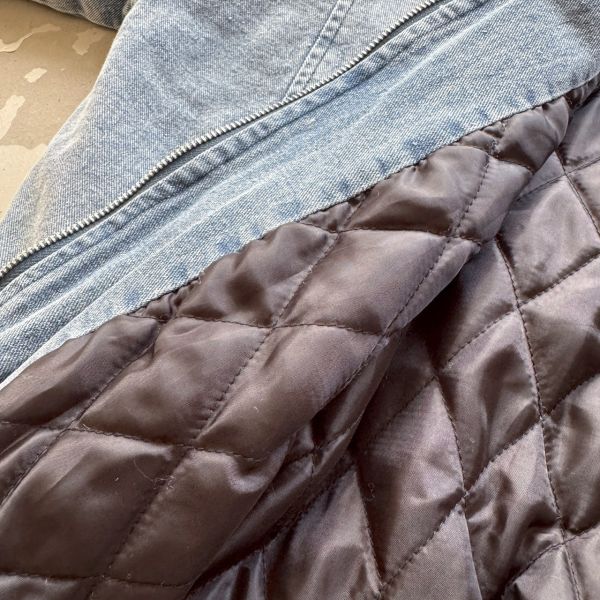 雙拉鍊羊羔毛鋪棉牛仔外套 