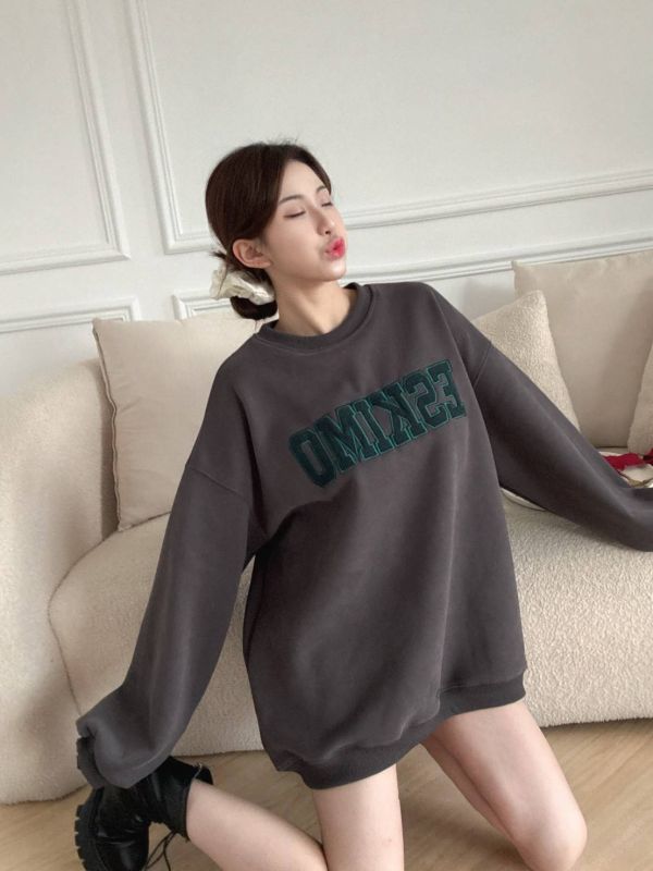 燈芯絨撞色字母刷絨大學Tee 