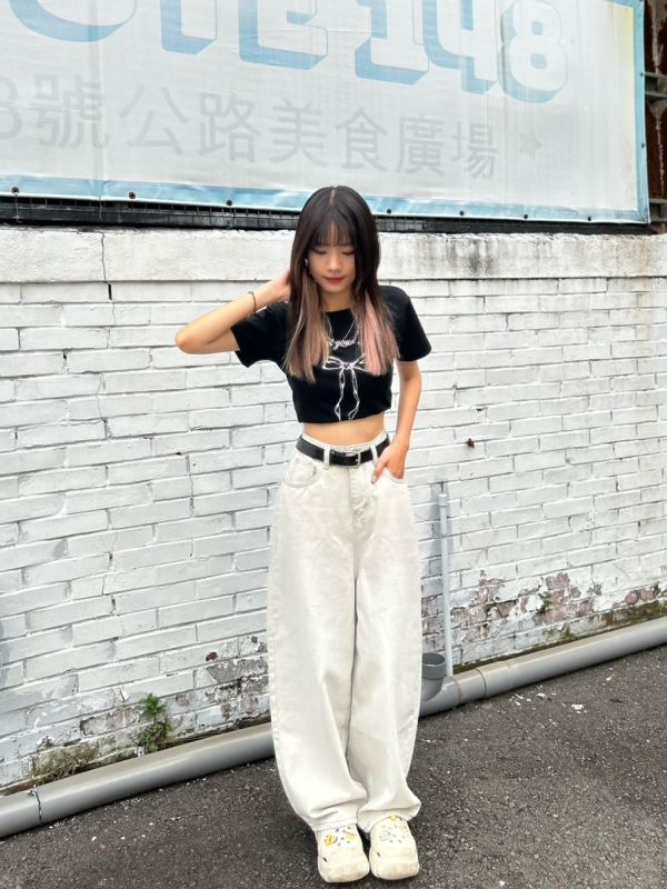 【現貨】水洗牛仔繭型闊腿褲 