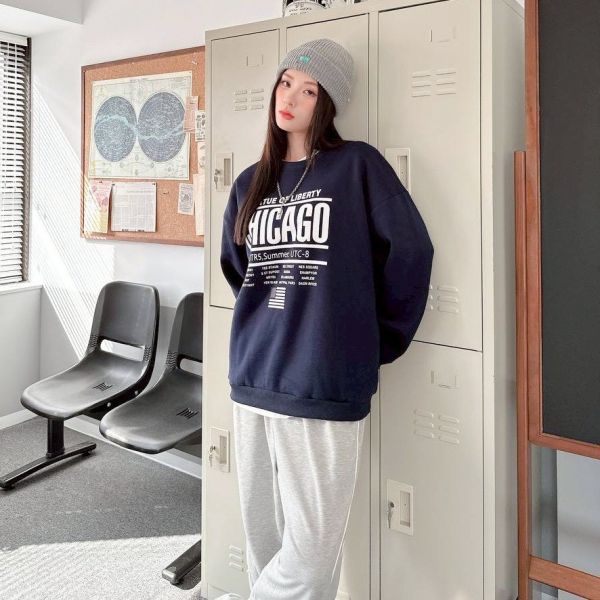 CHICAGO英字刷毛大學Tee 