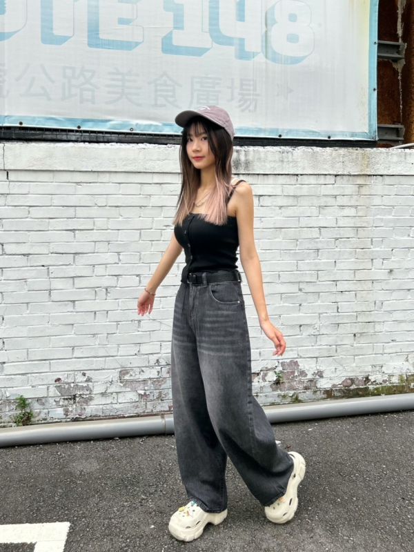 【現貨】水洗牛仔繭型闊腿褲 