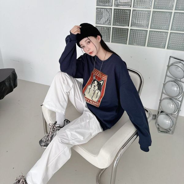 I DO中指貓印花大學Tee 