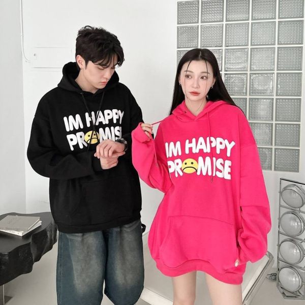 哭臉發泡英字刷毛帽Tee 