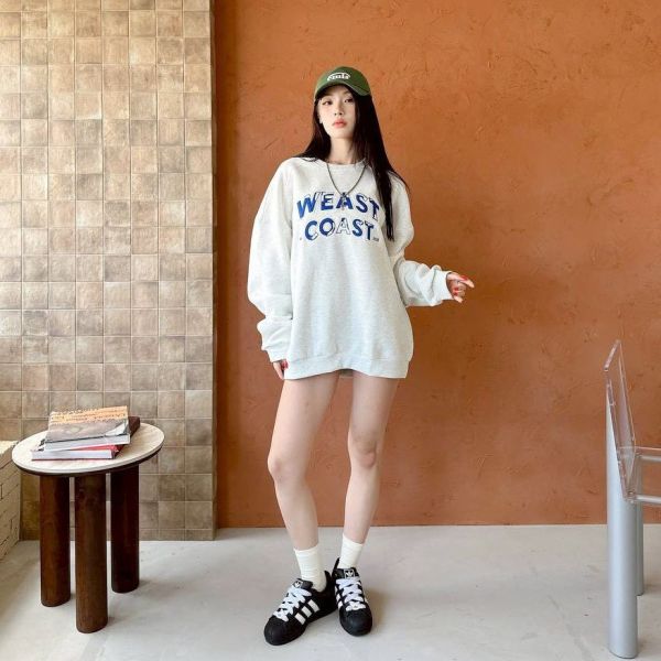 WEST COAST 刺繡刷毛大學Tee 