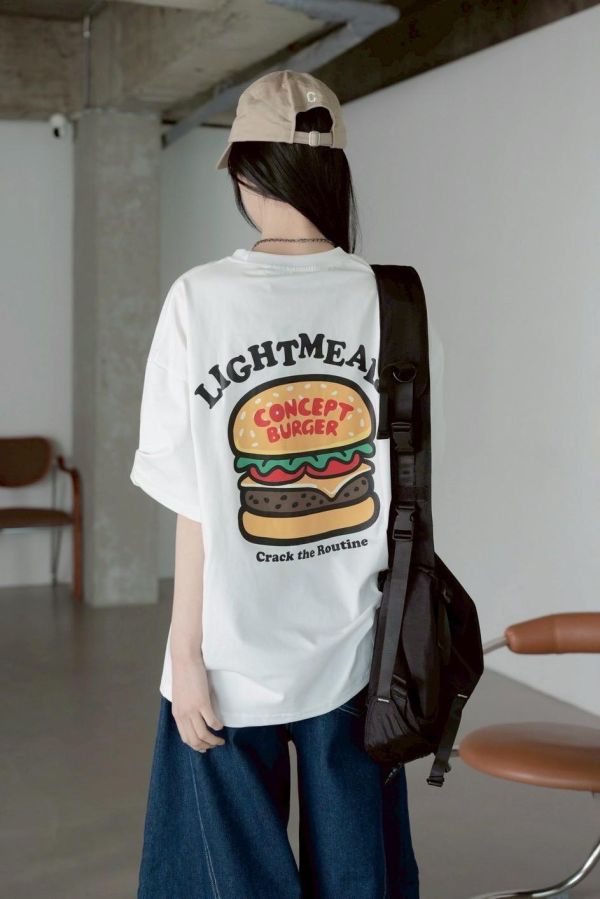 【SORONA®】LIGHTMEALS漢堡印花涼感短Tee 