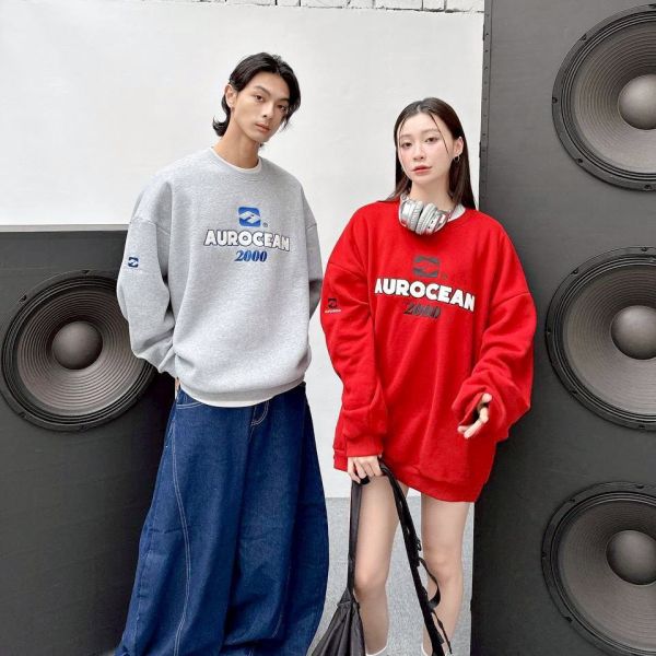 AUROCEAN 2000刺繡刷毛大學Tee 