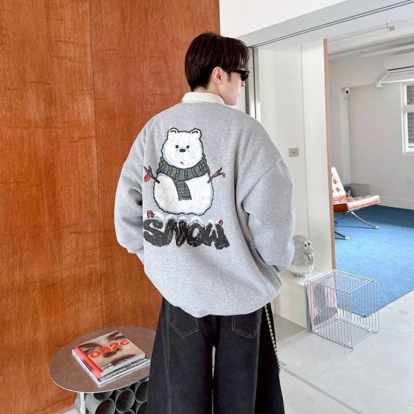 SNOW雪人插畫感刷毛大學Tee 